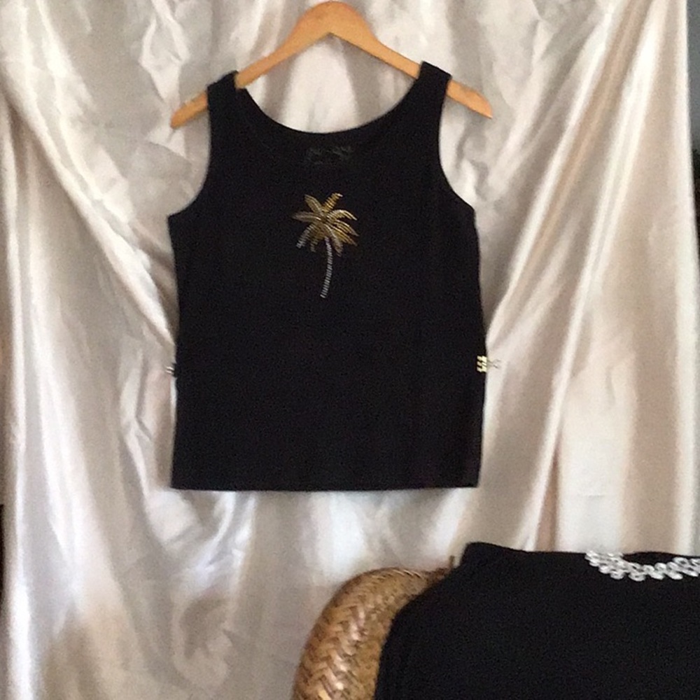 Palm tree studded tank top